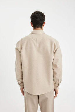 Рубашка стандартного кроя с воротником-поло и длинными рукавами - Defacto фото 6