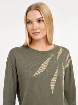 джемпер женский в цвете хаки со спущенной линией плеча - Glenfield фото 5