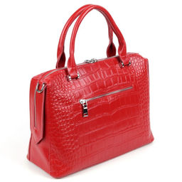 Женская кожаная сумка тоут под крокодила 1891-220 БриджРед