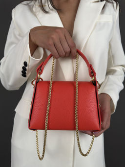 Сумка женская Sefaro из телячьей кожи маленькая красная  фото 4