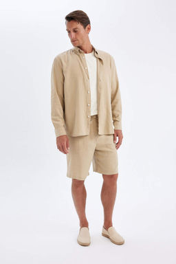 Шорты-бермуды из смесового льна Relax Fit - Defacto фото 2