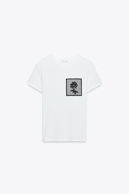 T-SHIRT WITH FLOWER POCKET - Zara фото 5