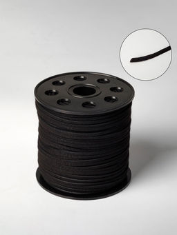 Шнур из искусственной замши на бобине, L= 90 м, ширина 2.3 мм, чёрный