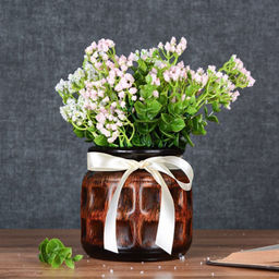 Ваза 11 см с лентой / AB16BR /уп 6/60/ коричневая - Галеонтрейд фото 3