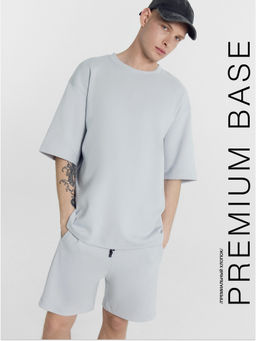 Комплект мужской (футболка, шорты) в сером цвете туман 191024