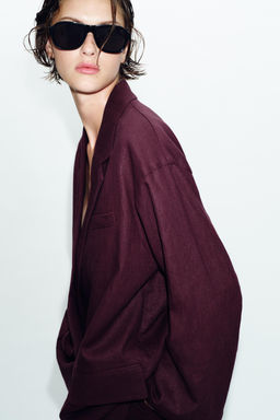 BLAZER CRUZADA CON LINO / Berenjena - Zara фото 3