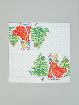 Цена за 6 шт. Салфетки новогодние бумажные Снегурочка, 1 слой, 24?24 см, 40 шт.