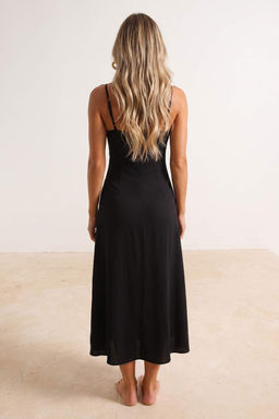Siyah Dokuma Cut Out Detayl_ Maxi Plaj Elbise TBESS24EL00127 - Trendyolmilla фото 3
