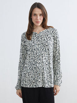 Bisiklet Yaka Desenli Bluz
