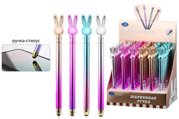 Ручка шар. - стилус Basir "Зайчик" (MC-6969) синяя, корпус металл., цветной, в ассорт., поворот. механизм