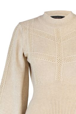 TRENDYOLMILLA Kahverengi Mini Triko Dantelli Elbise TWOAW22EL0011 фото 8