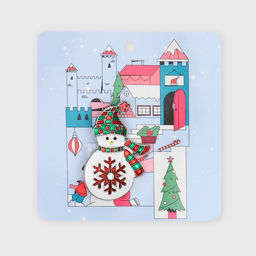 Брошь новогодняя «Снеговик со снежинкой», разноцветная в серебре