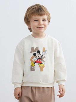 Mickey Mouse Bask?l? Erkek Bebek Sweatshirt ve E?ofman Alt 2li Tak?m