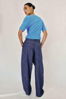 PANTAL?N PLIEGUES CON LINO / ?ndigo - Zara фото 5