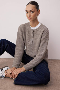 More Sustainable Lacivert Pamuklu Genis Kal?p Dugmeli Triko Kazak TWOAW26KZ00117 - Trendyolmilla фото 5