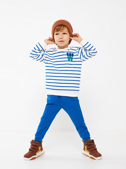Bisiklet Yaka Uzun Kollu Erkek Bebek Sweatshirt ve Pantolon 2li Tak?m