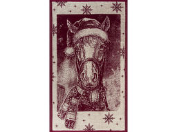 Полотенце махровое 6с104.411ж1 Лошадь новогодняя(кр.дерево1) 67х40см
