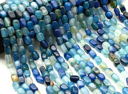 Бусины из агата тонированного прямоугольник 8*11мм цв.синий, 37см, 32 бусины Радуга камня