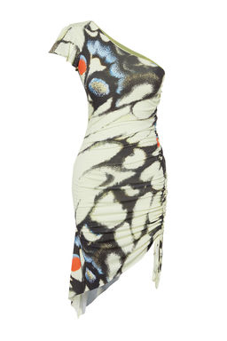 Limited Edition Cok Renkli Bask?l? Midi Asimetrik Yaka Esnek Orme Kalem Elbise TWOSS24EL00565 - Trendyolmilla фото 12