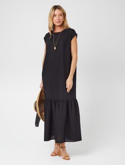 VILATTE / Платье с воланом изо льна с вискозой  фото 4