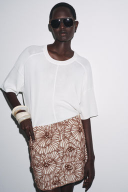 ZW COLLECTION FLORAL EMBROIDERY MINI SKIRT - Zara фото 2