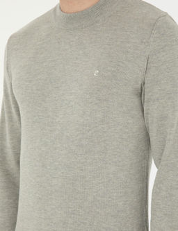 A__k Gri Melanj Slim Fit Yar_m Bal_k__ Yaka Basic Triko Kazak - Pierre cardin фото 7