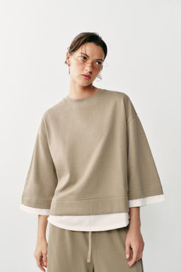 SUDADERA COMBINADA MANGA LARGA / Camel medio - Zara фото 2
