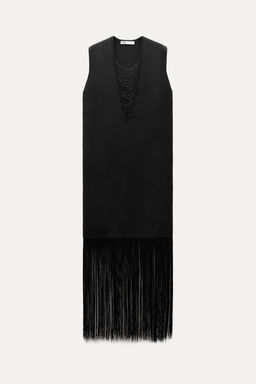 KNIT DRESS WITH FRINGING - Zara фото 6