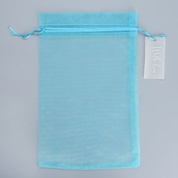 Цена за 10 шт. Мешочек подарочный органза голубой «Лагуна», с шильдиком, 20 х 30 см +/- 1.5 см