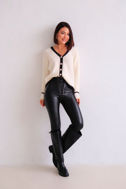 Martichelli Кардиган айвори с контрастной отделкой