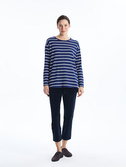 Bisiklet Yaka ?izgili Kad?n Ti??rt