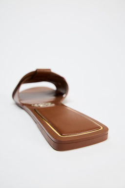 CROSS-STRAP FLAT LEATHER SANDALS - Zara фото 18