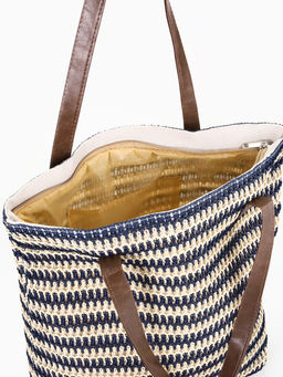 Сумка пляжная на молнии, на подкладке, белая/синяя - Simaland фото 6