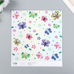 Цена за 10 шт. Бумага для скрапбукинга двусторонняя Бабочки и пончики, плотность 180 г, 15.5?17 см