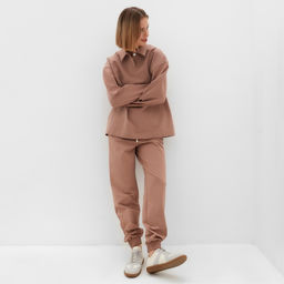 Костюм женский (джемпер, брюки) MINAKU: Casual Collection, размер 42, бежевый