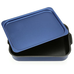 "Azure" Противень с антипригарным покрытием 25х19, h5,7см "Сатин", s0,9см, алюминиевая крышка (Россия)