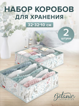 VAL BT-S16S5 Набор органайзеров для белья, 2 шт., без крышки, 32*32*10 см, BOTANIC, шт