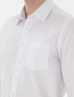 Beyaz Regular Fit Uzun Kollu Basic Cepli G_mlek