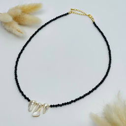 Колье из черной Шпинели и Жемчуга 45 см +