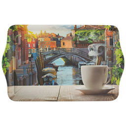 Поднос сервировочный FANTASIA, размер 43,5*27*2,8 см, из термост. пластика с дизайном арт.008260