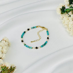 Браслет из Бирюзы, Жемчуга и Обсидиана 16 см + - Радуга самоцветов фото 2