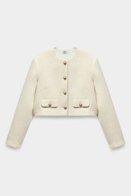 Жакет укороченный из твида льна