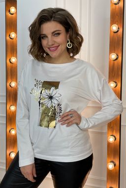 Свитшот Rumoda 2054/1 белый/принт золото  фото 2