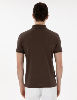Kahverengi Slim Fit K_vr_lmaz Polo Yaka Basic Ti__rt - Pierre cardin фото 5