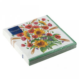 Салфетки бумажные "Bouquet" 33х33см, 3-х слойные, 20 штук в упаковке, 100% целлюлоза, "Солнечный букет" (Россия)