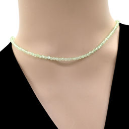 Чокер из улексита с эффектом кошачьего глаза шарик граненый 3мм цвет зеленый светлый, 40см Радуга камня