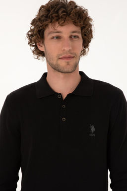 Erkek Slim Fit Polo Yaka Siyah Basic Kazak - U.s. polo assn фото 2