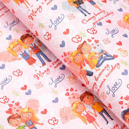 Цена за 10 шт. Бумага упаковочная глянцевая Парочки, 70 х 100 см - UPAK LAND фото 4