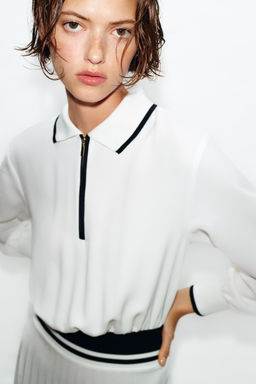 VESTIDO MIDI COMBINADO PLISADO / Blanco - Zara фото 3