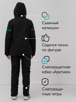 Горнолыжный костюм женский зимний черного цвета 001_1Ch - Mtforce фото 3